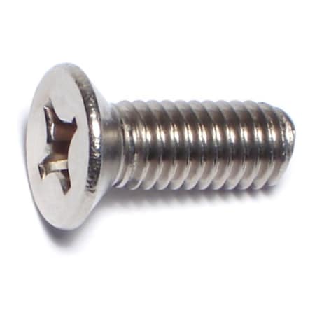 M6-1.00 x 16 mm Phillips Flat Machine Screw, Plain A2 Stainless Steel, 10 PK